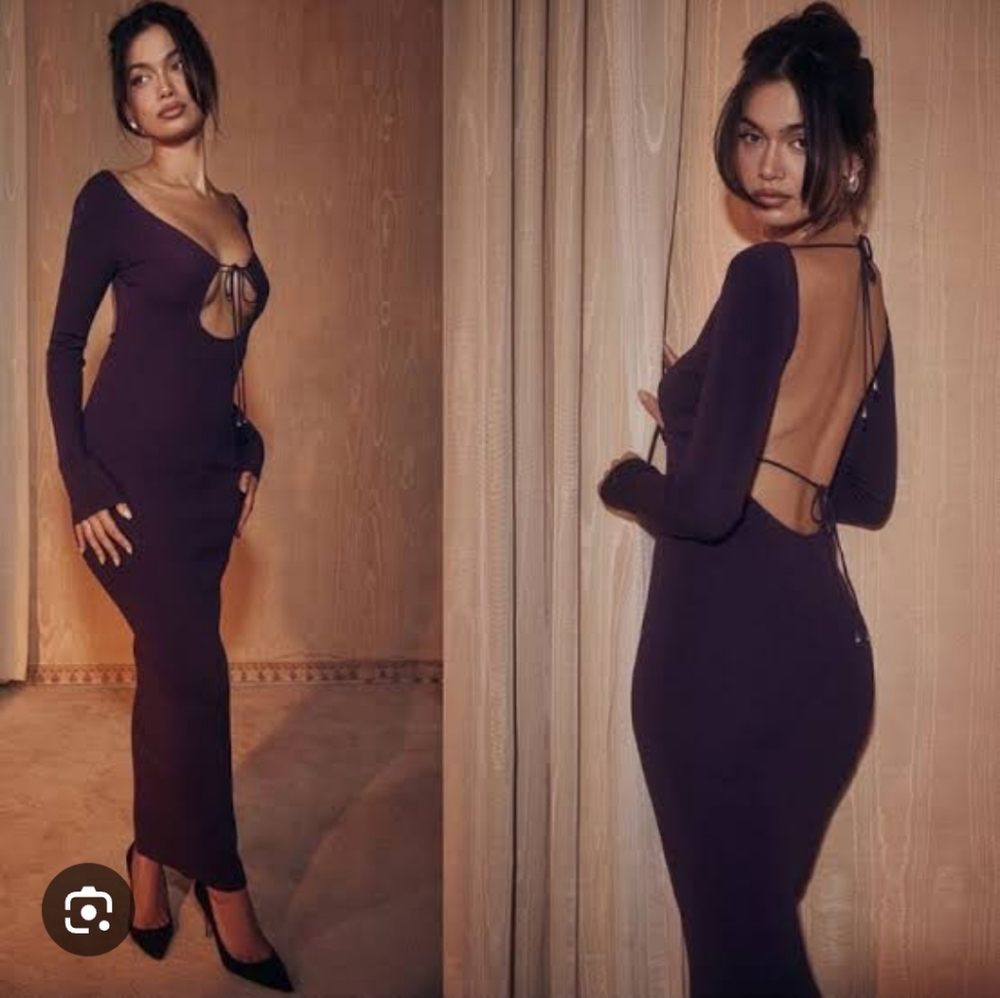 Keana grape knitted maxi dress